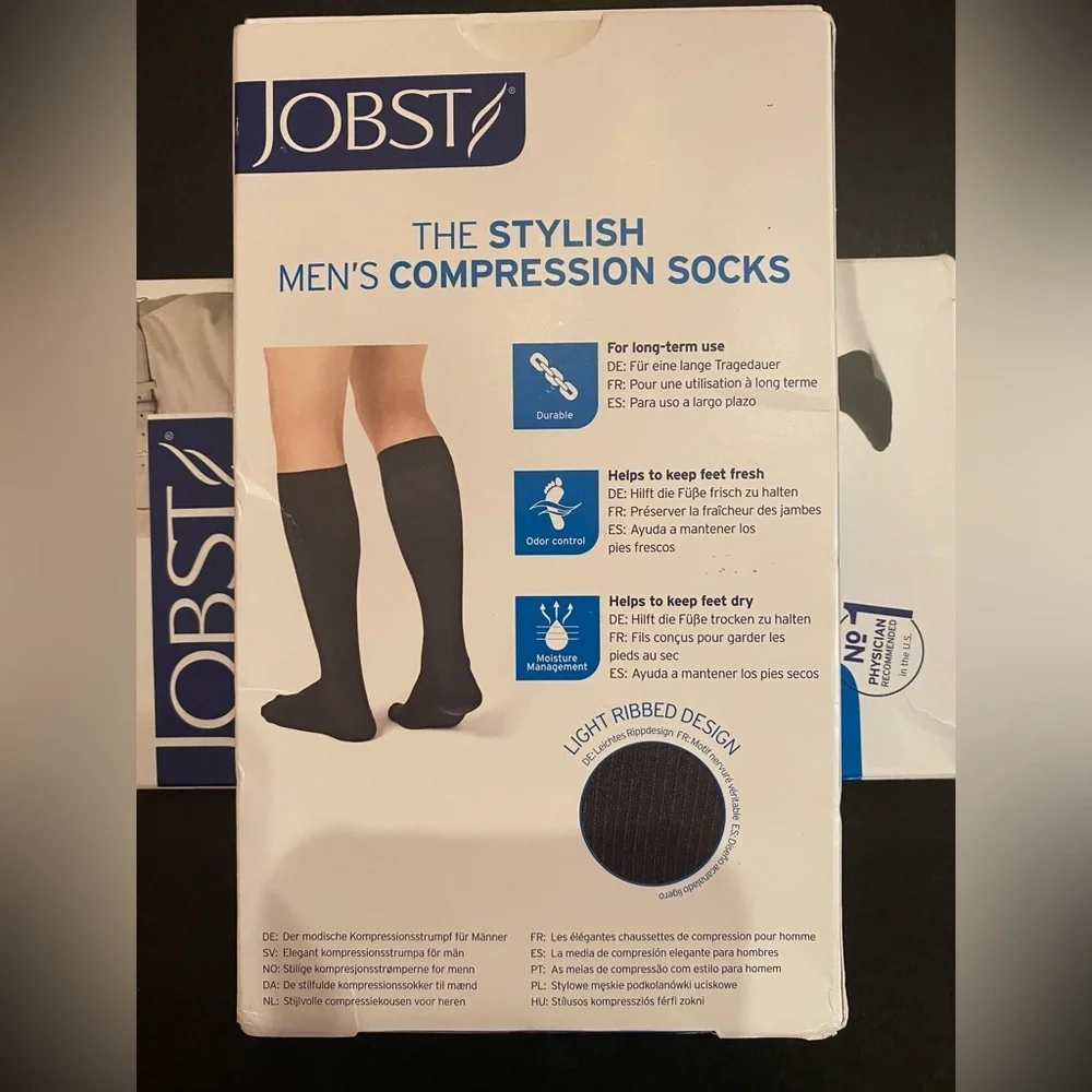 JOBST for Men 2 Pair Compression Stockings Knee High 20-30 mmHg Open Toe Size L‎